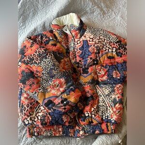 Free People Movement Power House Puffer Midnight Floral Jacket Primaloft - Small
